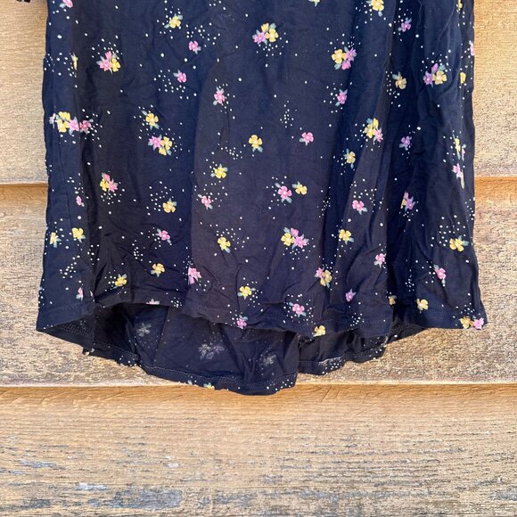 Old Navy Cold Shoulder Floral Top Girls Size L 10/12 Black With Yellow & Pink Fl - Picture 7 of 10